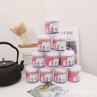 厂家直供一元盒装木棉签化妆卫生木棉棒百货批发一次性棉签支装圆