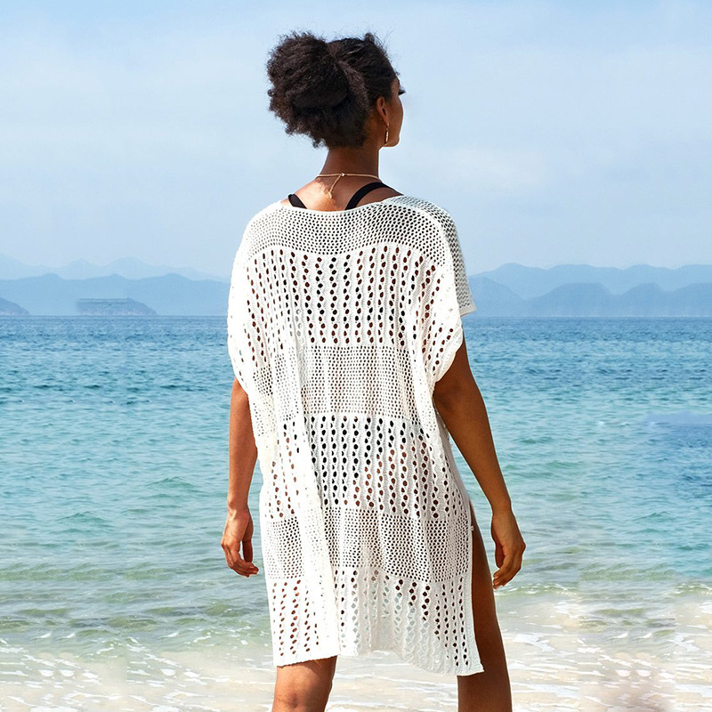 New Irregular Knitting Hollow Beach Blouse Swimsuit Outerwear Women display picture 2