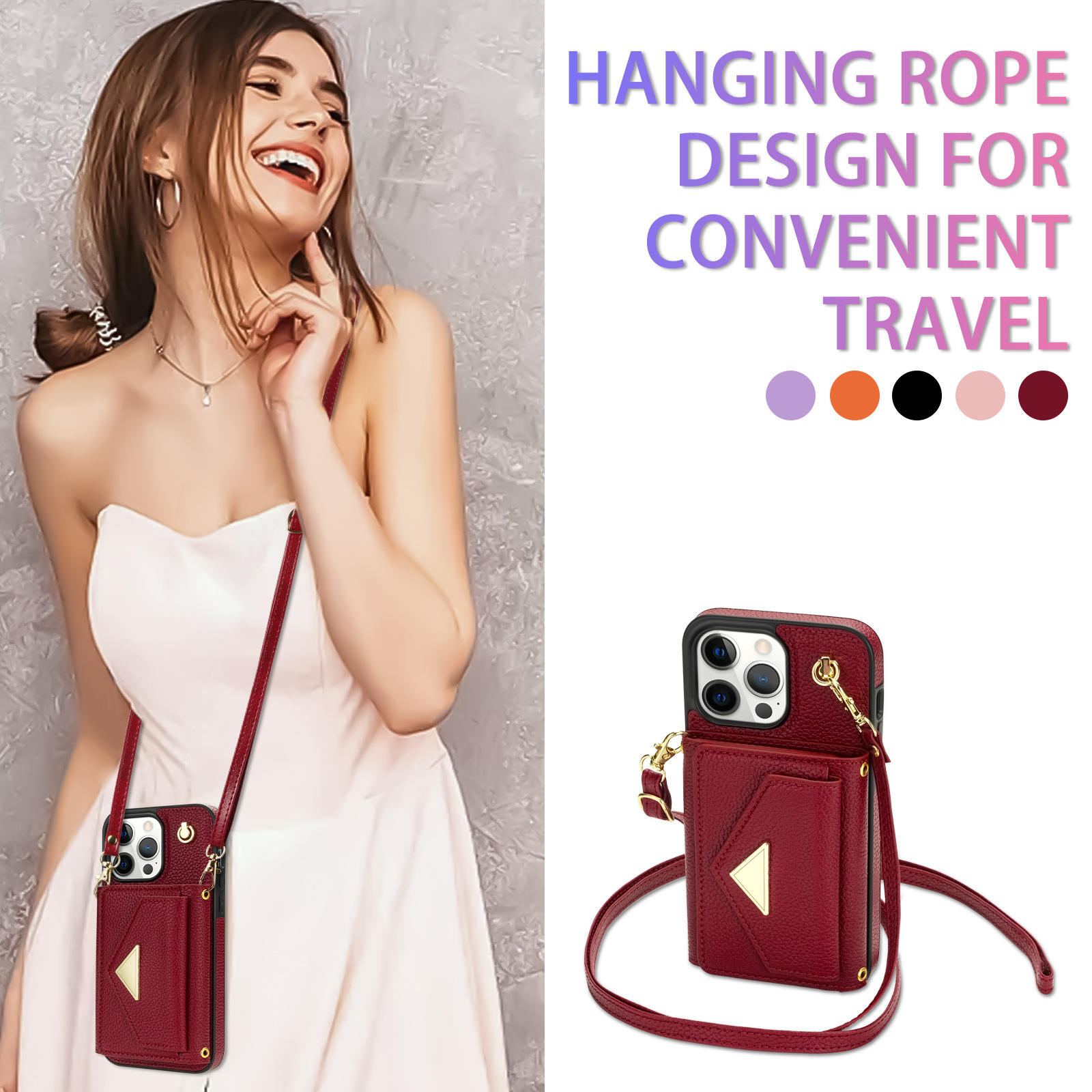 110g Weight iPhone Applicable Brands Pu Leather Material Solid Color Pattern Retro Style Retro Solid Color Pu Leather   Phone Cases 15