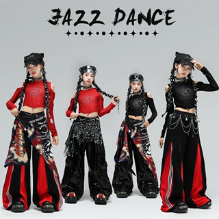 爵士舞女童服装嘻哈儿童舞蹈演出服时髦少儿jazz街舞表演炸街女孩