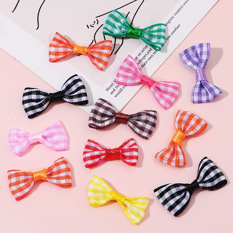 织带格子布艺蝴蝶结手工diy材料包 做发夹发箍发饰品玩偶领结配件