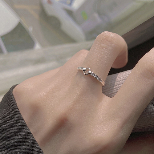 Geometric Pattern Drill Circle Ring, Unique Design, Ins Simple Cool Style Fashion Personality Ring, Open Mouth Ring