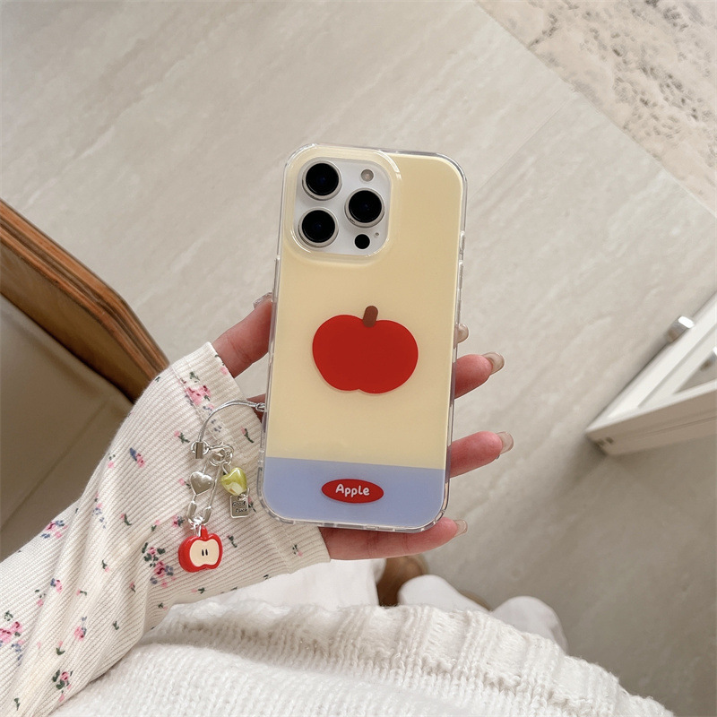 Simplicidad ins color a juego, manzana roja, funda para teléfono móvil 16ProMax iphone13/14 Apple 15 colgante 16 mujeres