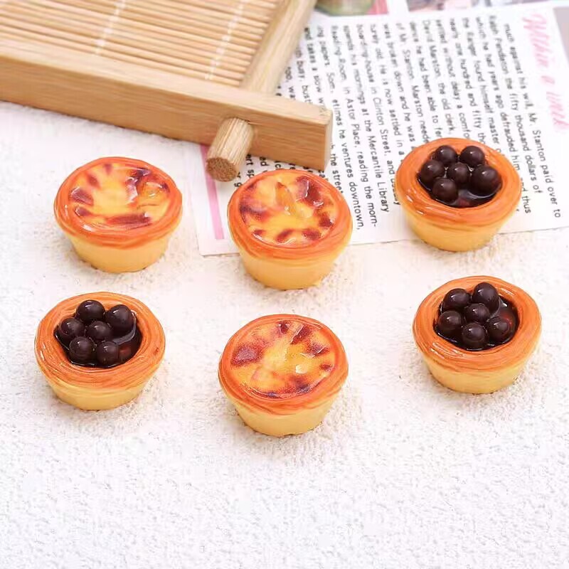 模擬食品おもちゃエッグタルト樹脂アクセサリー diy クリーム接着剤キーホルダー携帯電話ケース水カップ下駄装飾材料|undefined