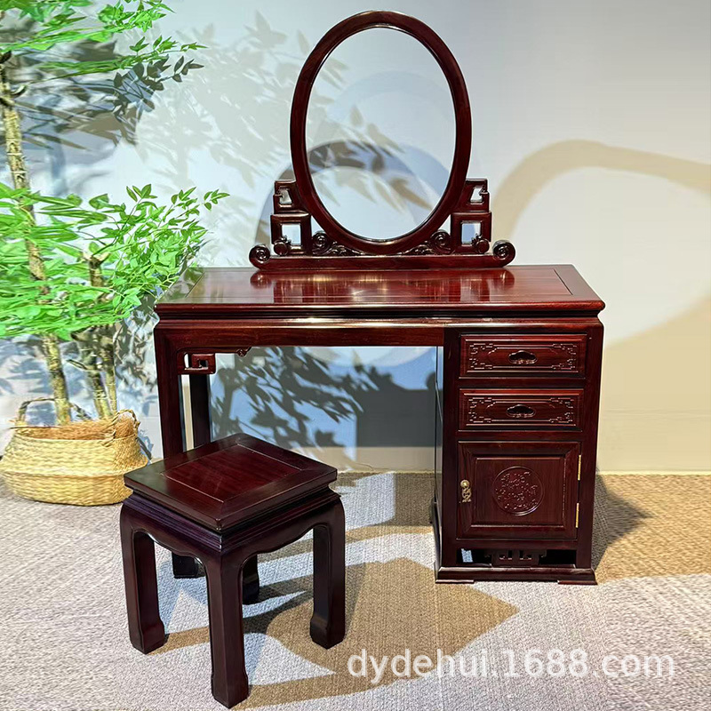 Dongyang 마호가니 가구 침실 드레싱 테이블 홈 로즈우드 드레싱 테이블 가구 세트 캐비닛이있는 간단한 중국 스타일