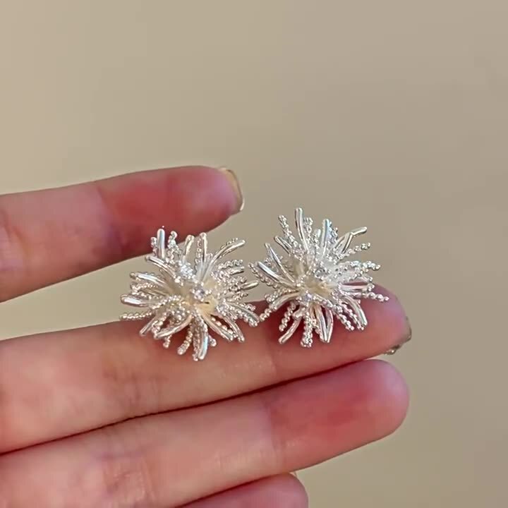 ライトラグジュアリーでハイエンドの花火ファッションイヤリング2025新しいホットスタイルニッチデザインイヤリング気質多用途イヤリング|undefined