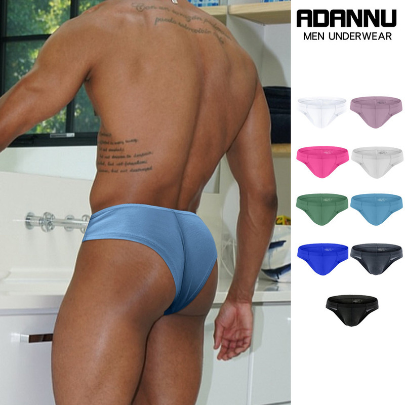 【Cross-Border】Adannu Sexy Semi-Baggy Men's Underwear Ultra-Low Waist Bikini Bulge-Enhancing Single-Layer Pouch Briefs