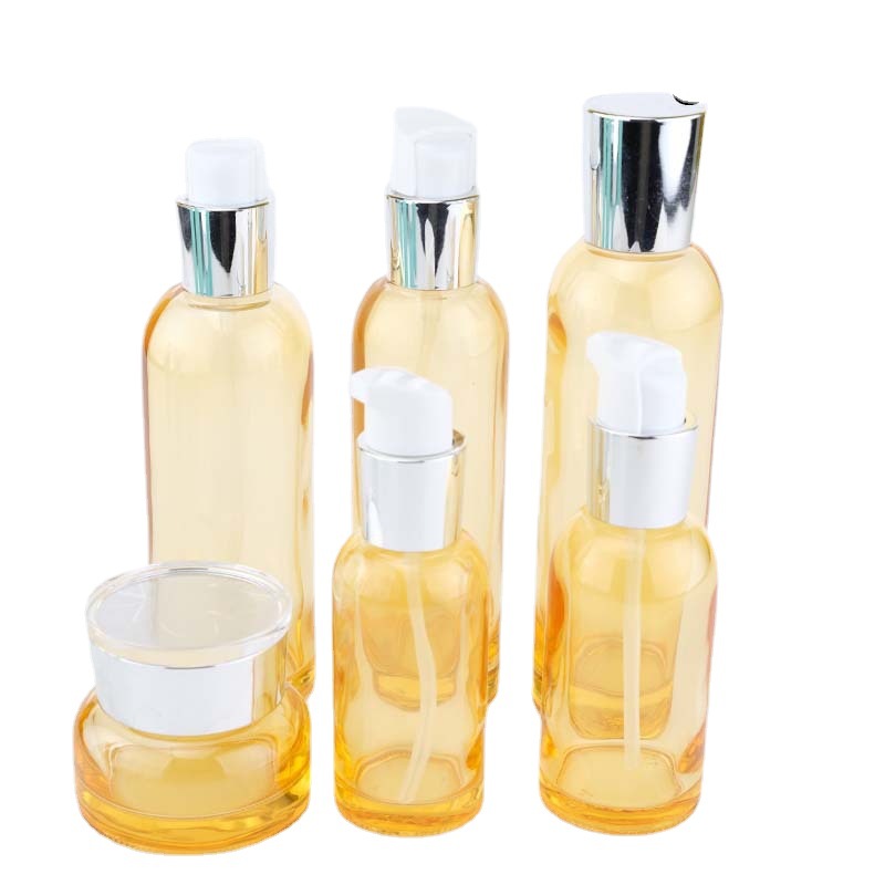 170ml 150ml 80ml 60ml 盖有顶片玻璃瓶 化妆品玻璃瓶套装系列