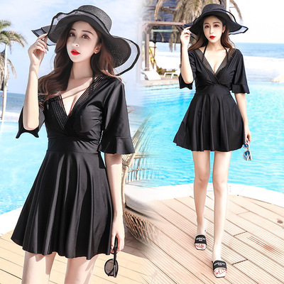 Manufactor customized lady Swimwear half sleeve Lace Dress on vacation Maxi dress goods in stock Swimsuit On behalf of
