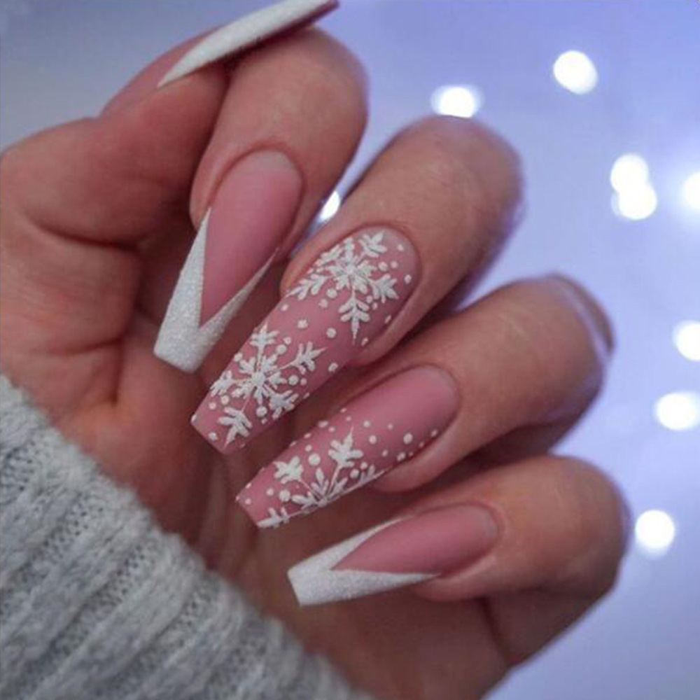 Koshiro Snowflake Fake nails Cross border Nail Wearing Removable Christmas Wearing Jelly wholesale