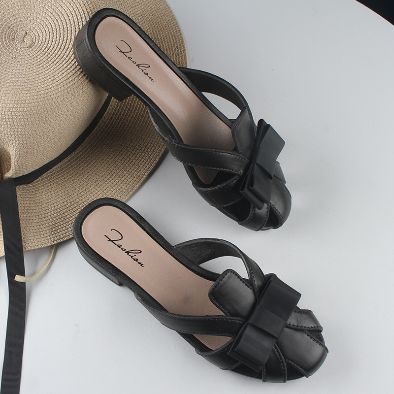 Beach fashionable solid color mule platform for leisure