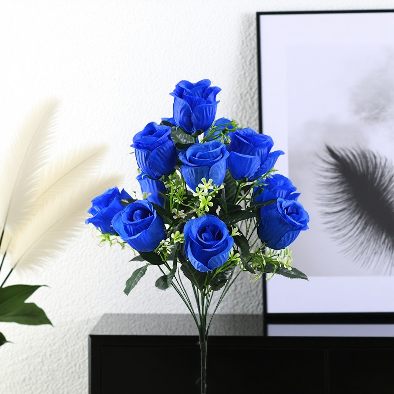 Customizado 12 capas grasas flores de rosas flores falsas de venta caliente transfronterizas decoración de bodas decoración del hogar flores de plástico al por mayor