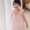 Skirt, shiny small princess costume, dress, summer clothing, with short sleeve, lifting effect, children's clothing