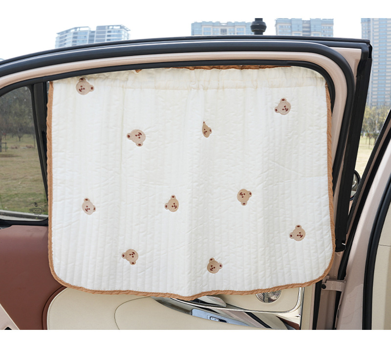 Blue Rain Car Curtain Cartoon Cute Car Sunshade Curtain Side Curtain Sunscreen Heat Insulation Telescopic Car Sunshade Side Block