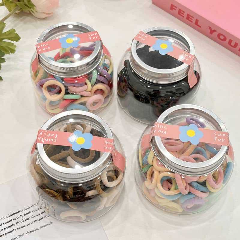 100 canned candy-colored basic small size children's finger towel ring does not hurt hair Joker braided hair rope girls
