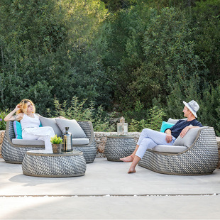 Nordic Outdoor double rattan sofa rattan living room balcony rattan chair waterproof sunscreen courtyard leisure rattan furniture