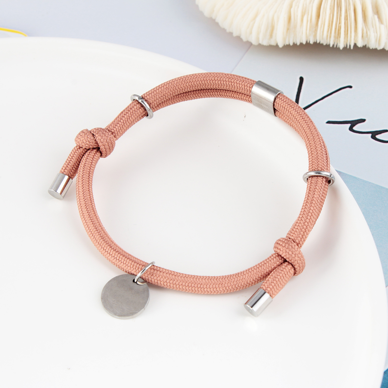 1 Piece Simple Style Solid Color Stainless Steel Polyester Unisex Bracelets