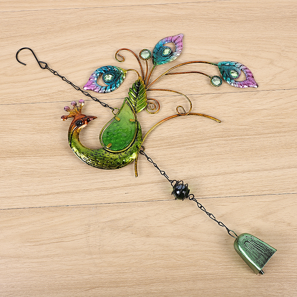 Peacock Glass Iron Wind Chime Wall Art display picture 3