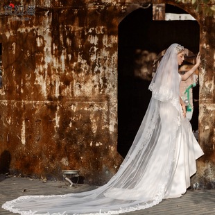 Fashion Simple Veil With Hair Comb Lace Long Veil display picture 21