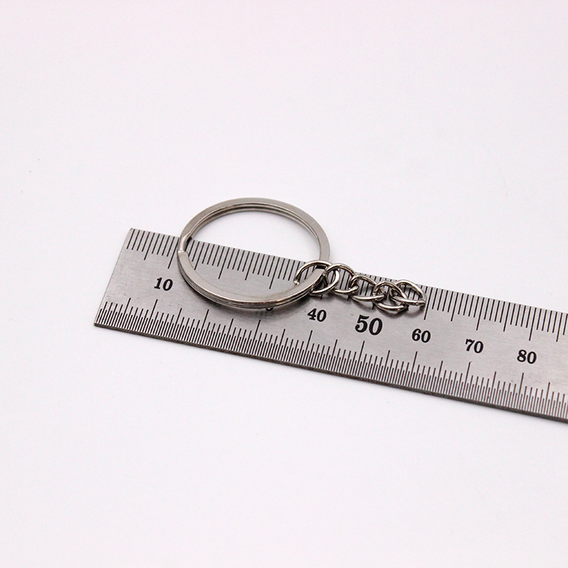 DIY饰品配件 25/28/30mm扁圈加4节链金属钥匙圈1000个/包现货批发