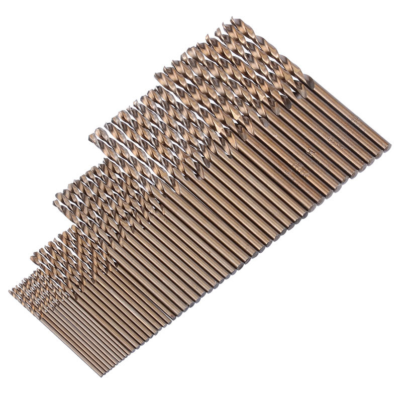 Broca helicoidal de acero rápido de vástago recto de 1 mm a 3 mm, transfronteriza, de 50 piezas, con recubrimiento amarillo y cobalto, totalmente rectificada.