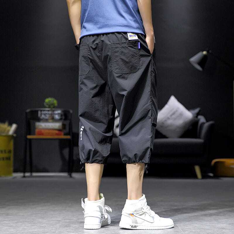 夏季男士运动抽绳束脚七分短裤加肥加大码裤子胖子宽松休闲裤潮牌