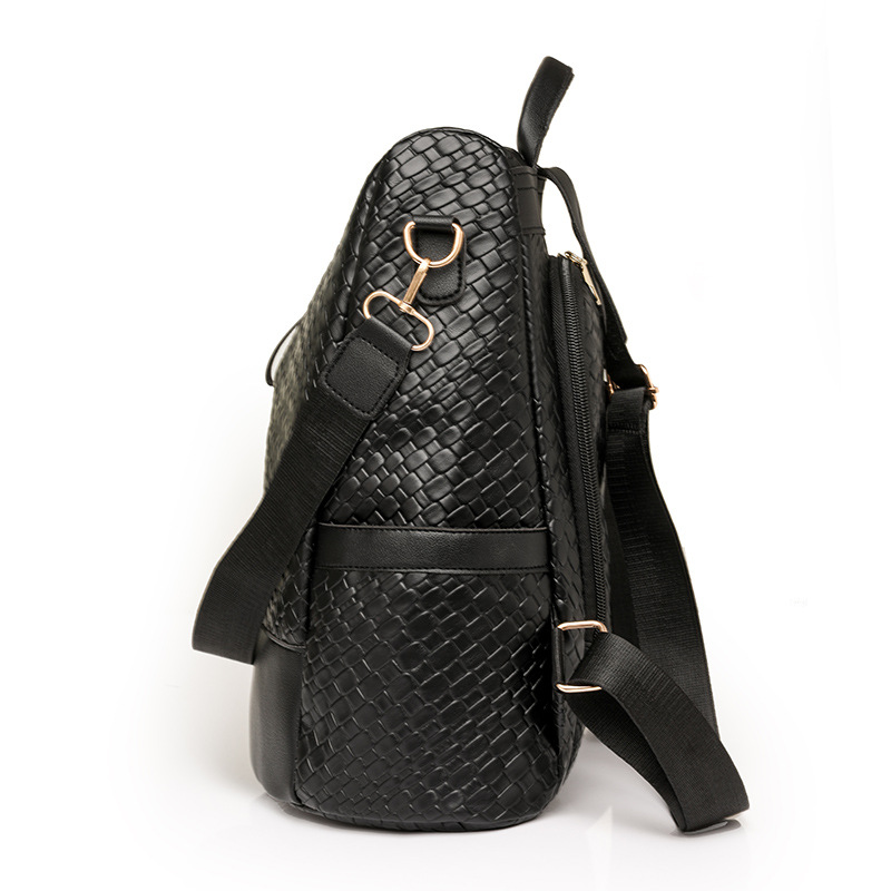 Comercio exterior al por mayor 2024 nuevas señoras casuales de cuero suave mochila antirrobo moda tejida multifunción mochila de doble uso