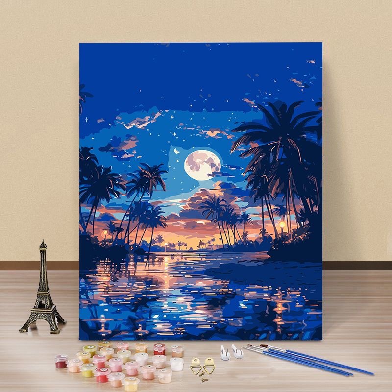 Diy pintura digital al óleo frente al mar verano hecha a mano Diy pinturas acrílicas curadas pinturas decorativas de la sala de estar