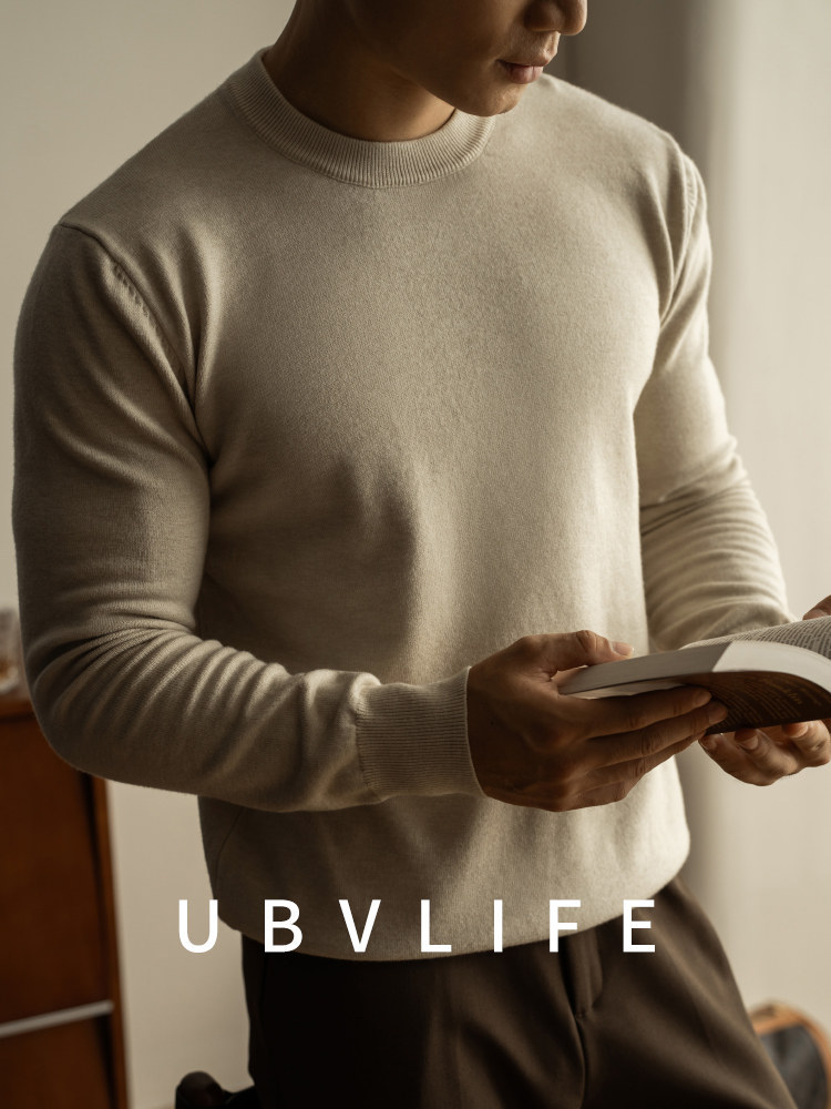 Woolen solid color knitted sweater