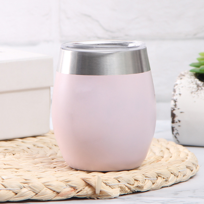 Suministro directo de fábrica 12oz304 taza de huevo de acero inoxidable aislamiento al vacío de doble capa taza de preservación en frío copa de vino tinto en forma de U