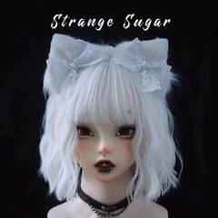 原創手工藍白淺藍貓耳獸耳髮夾甜酷十字萬聖節水色髮飾