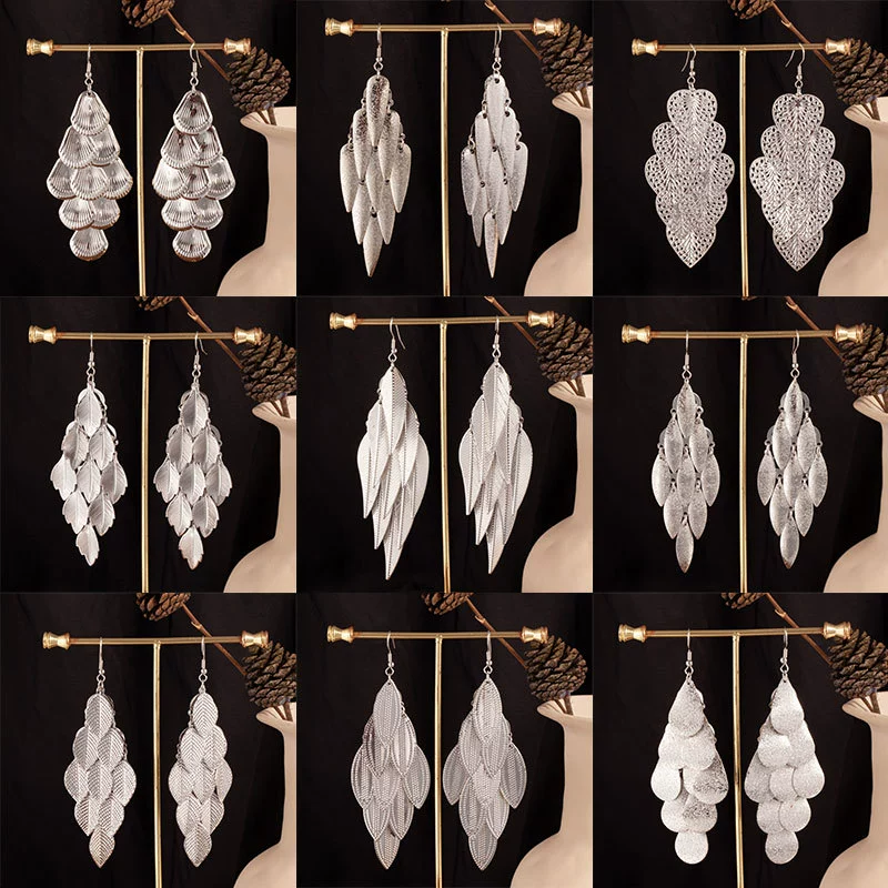 Персоналии индийского барокко ретро ивы листья длинные женские серьги с полой любовью многослойные кисточки серьги оптом