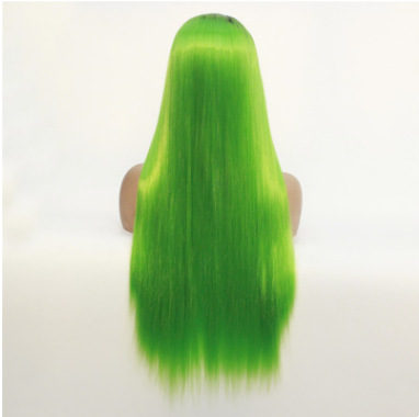 Gradiente negro verde turquesa recto mate de seda de alta temperatura frontal encaje cubierta sintética LW0154