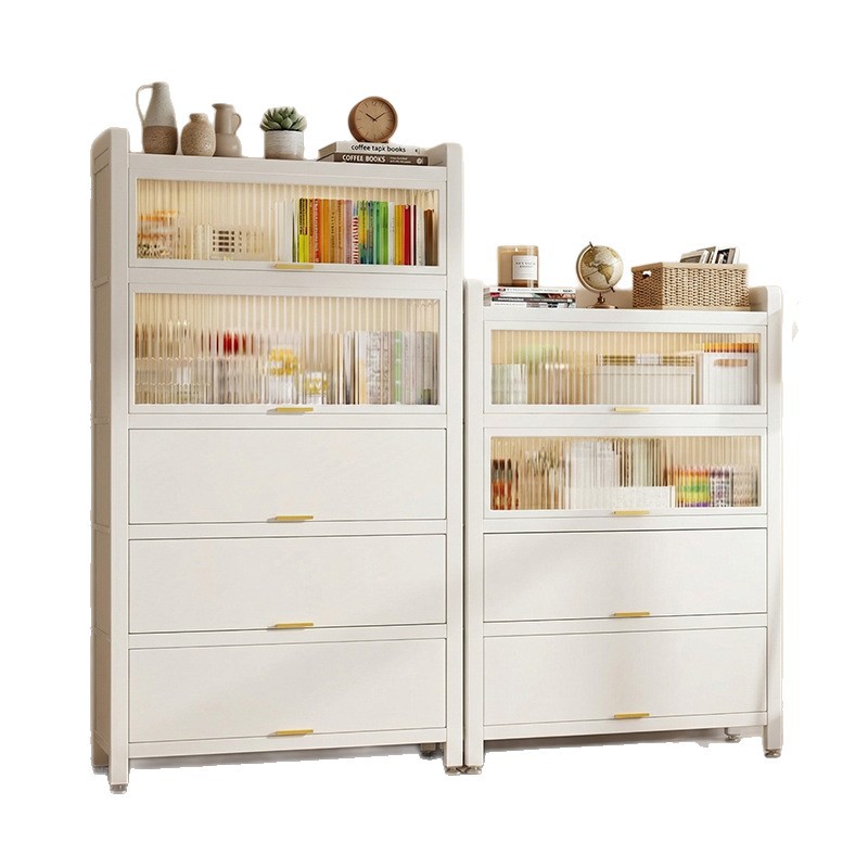 Gabinete de almacenamiento doméstico de acero para niños Gabinete de libros a prueba de sol a prueba de polvo Gabinete de chapa balcón estante de almacenamiento de artículos diversos Gabinete de almacenamiento multicapa