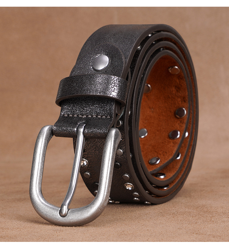 Cinturón punk con remaches para mujer en algodón estilo retro_voghion.com