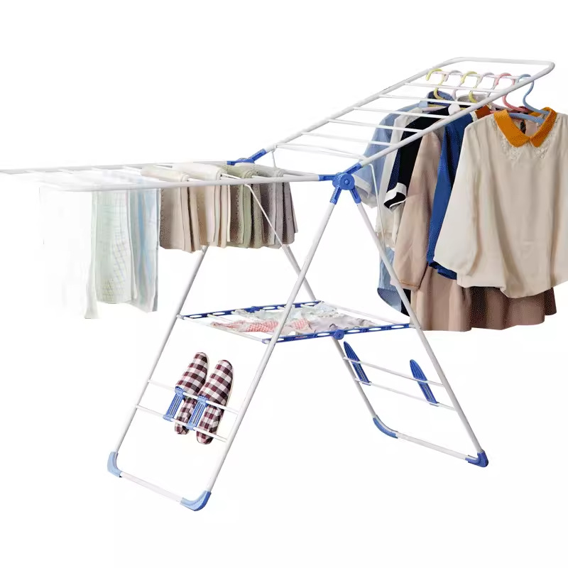 Percha de secado plegable interior y exterior percha de secado de balcón percha de calcetines percha de pañales para bebés percha de piso dormitorio rojo en línea