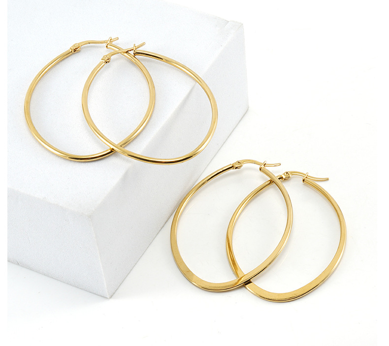 Style Simple Rond Acier Inoxydable Boucles D'oreilles Cerceau Placage Boucles D'oreilles En Acier Inoxydable display picture 1