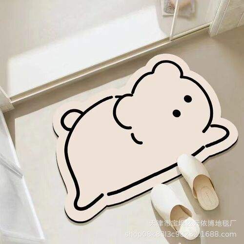 Cartoon diatom mud floor mat special-shaped bathroom door absorbent quick-drying foot mat household non-slip entry bear bathroom