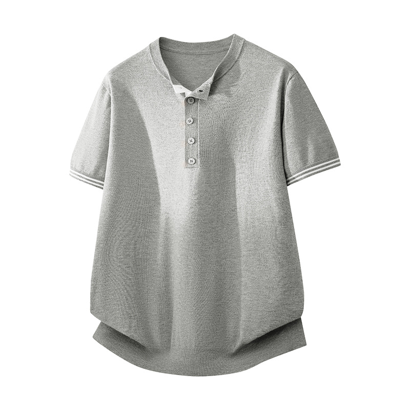 ZH8106-3D夏季百搭T恤休闲短款男装老钱风通勤针织短袖OLO衫，男装针织衫/毛衣，星座614