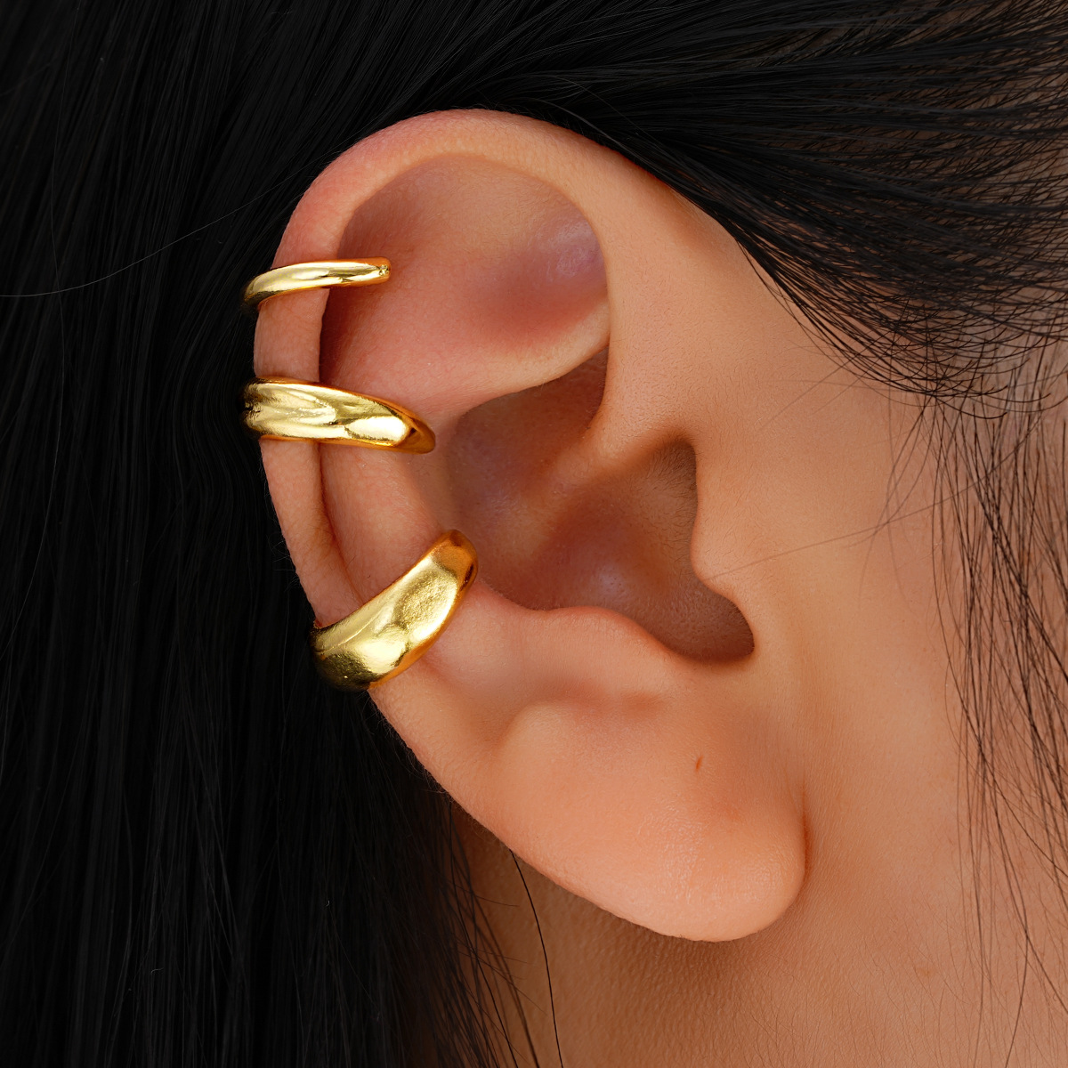 Europa y los Estados Unidos transfronterizos de alojamiento completo simple C-aliación auriculares 3 piezas de moda personalidad pendientes accesorios femeninos set al por mayor