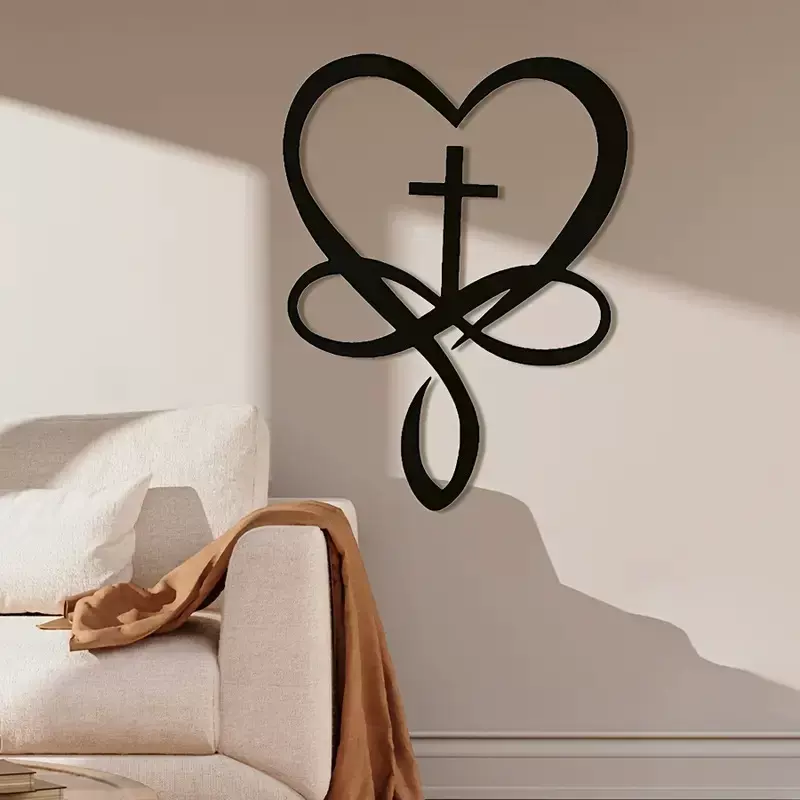 亚克力材质 心十字墙标牌,墙艺术装饰 支持贴标发货