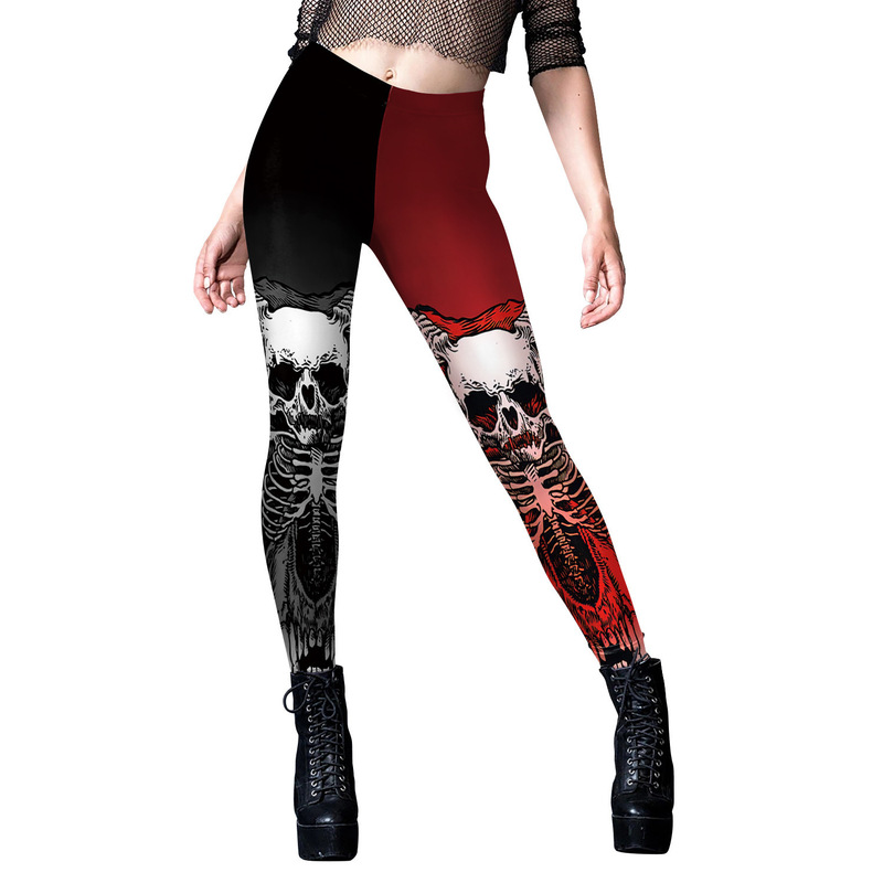 European and American Halloween pants cos jeans skull pattern digital printing striped skinny yoga pants tight leggings for women European and American Halloween pants cos jeans skull pattern digital printing striped skinny yoga pants tight leggings for women