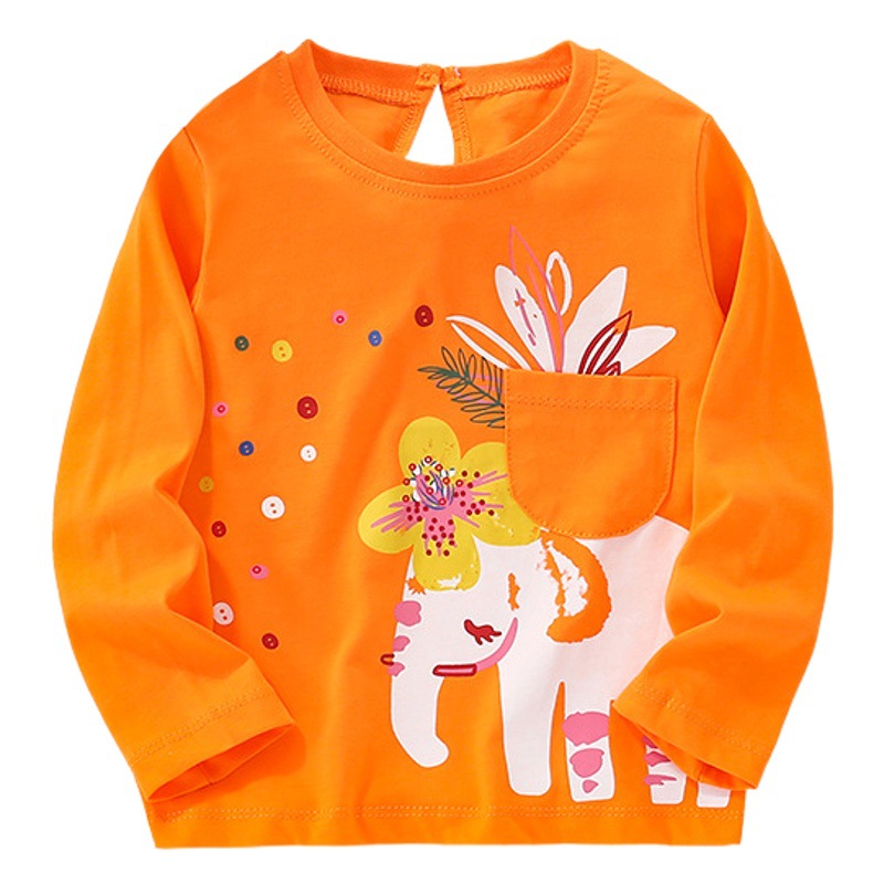 Camiseta para niños de manga larga para niñas de bebé top para niñas 2023 nuevo otoño de moda de dibujos animados de cuello redondo camisa de fondo de algodón puro
