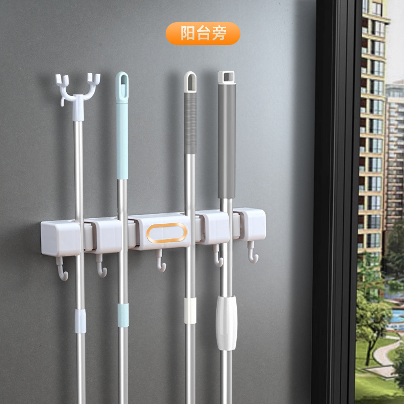 Mopo de pared tipo sin perforación escoba gancho fijación de baños puerta de baño estante trasero artefacto mágico