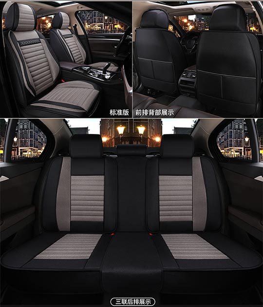 Car Seat Cushion, Universal for All Seasons, Fully Enclosed Seat Cover, Linen Breathable Fabric Seat Cushion, Universal Seat Cushion Cover for Five Seats in the Car