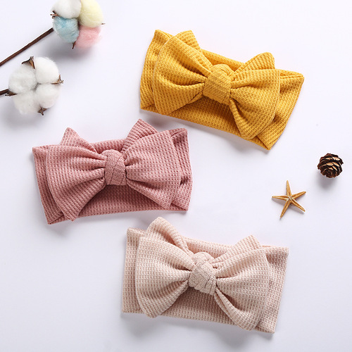 Amazon Children's Hair Accessories Handmade DIY Big Bow Baby Hairband Baby Double Layer Fontanelle Waffle Headband