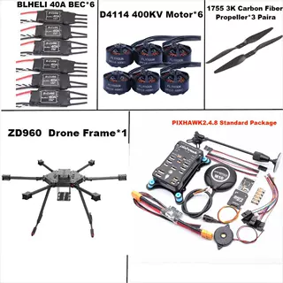 博立方ZD960 PIXHAWK 2.4.8 M10全碳纤维六旋翼架40A ESC 标套