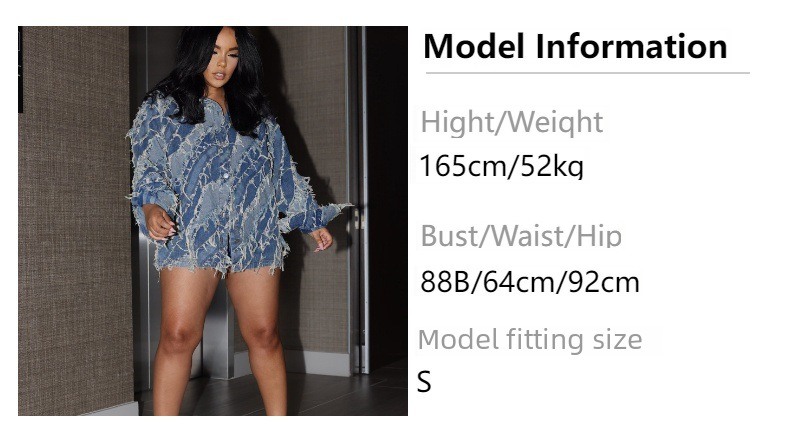 2024 spring new women's fashion casual loose personality tassel Denim jacket coat