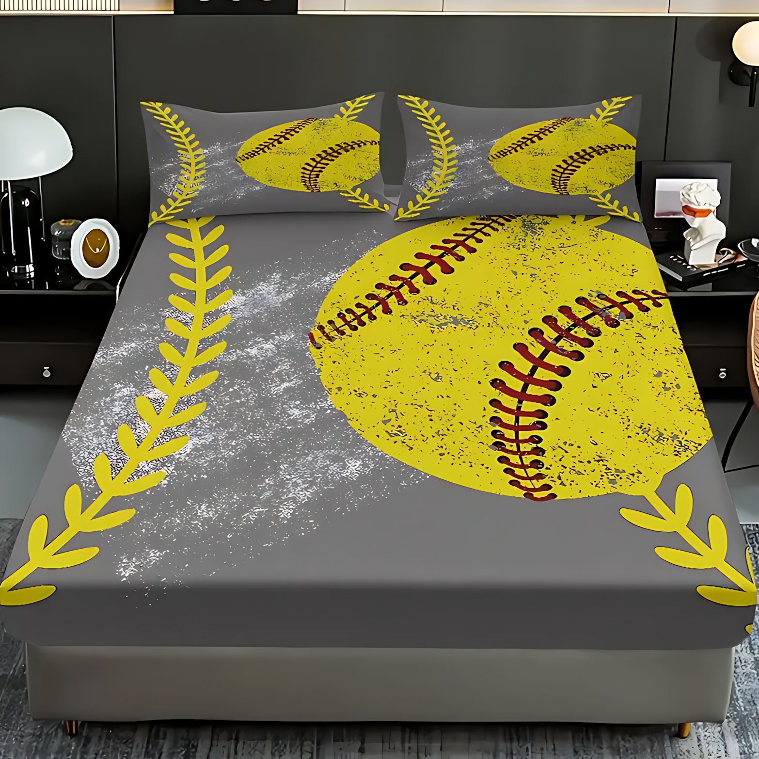 TEMU / JIT textiles caseros transfronterizos de moda tema de béisbol de alta definición impresión digital cama de cama de cama