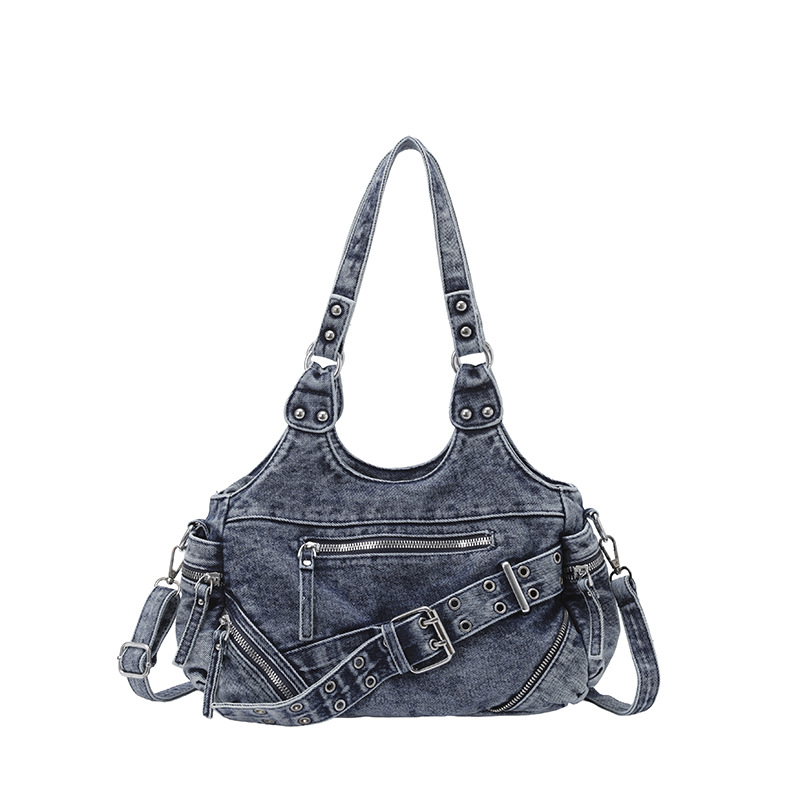 Bolsa de hombro al por mayor transfronteriza 2026 nuevo denim para hacer vieja locomotora estilo retro mochila casual